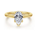 Nola - 14K Yellow Gold Pear Shape Lotus Diamond Engagement Ring