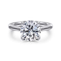 Nola - 14K White Gold Round Lotus Diamond Engagement Ring