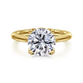 Nola - 14K Yellow Gold Round Lotus Diamond Engagement Ring