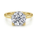 Nola - 14K Yellow Gold Round Lotus Diamond Engagement Ring