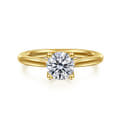 Nola - 14K Yellow Gold Round Lotus Diamond Engagement Ring