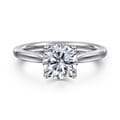 Nola - 14K White Gold Round Lotus Diamond Engagement Ring