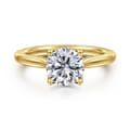 Nola - 14K Yellow Gold Round Lotus Diamond Engagement Ring