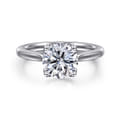 Nola - 14K White Gold Round Lotus Diamond Engagement Ring