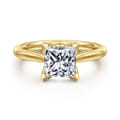 Nola - 14K Yellow Gold Princess Cut Lotus Diamond Engagement Ring