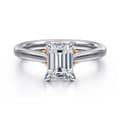 Nelia - 14K White-Rose Gold Emerald Cut Lotus Diamond Engagement Ring