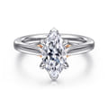 Nelia - 14K White-Rose Gold Marquise Shape Lotus Diamond Engagement Ring