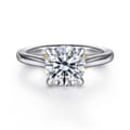 Nelia - 14K White-Yellow Gold Round Lotus Diamond Engagement Ring