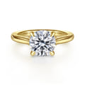 Nelia - 14K Yellow Gold Round Lotus Diamond Engagement Ring
