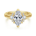 Mattie - 14K Yellow Gold Marquise Shape Lotus Diamond Engagement Ring