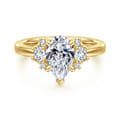 Mattie - 14K Yellow Gold Pear Shape Lotus Diamond Engagement Ring