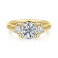 Mattie - 14K Yellow Gold Round Lotus Diamond Engagement Ring