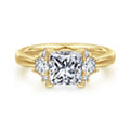 Mattie - 14K Yellow Gold Princess Cut Lotus Diamond Engagement Ring
