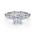 Lyon - 14K White Gold Radiant Cut Three Stone Diamond Engagement Ring