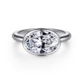 Irene - 14K White Gold East West Bezel Set Diamond Engagement Ring
