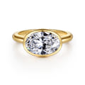 Irene - 14K Yellow Gold East West Bezel Set Oval Diamond Engagement Ring