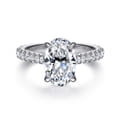Gaia - 14K White Gold Oval Lotus Diamond Engagement Ring