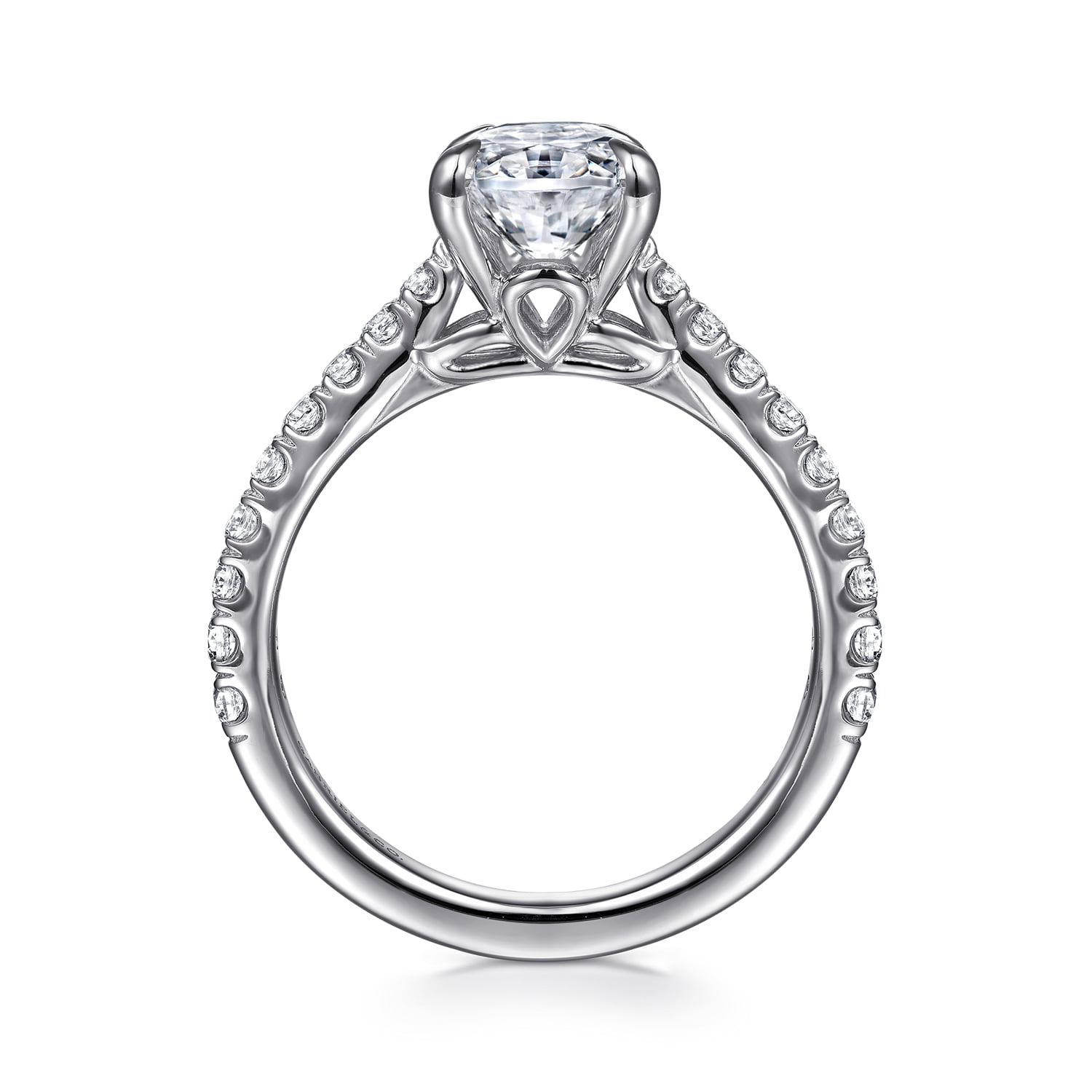 Oval Lotus Diamond Engagement Ring in 14K White Gold, photograph 2