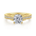 Favola - 14K Yellow Gold Cushion Cut Lotus Diamond Engagement Ring