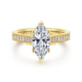Favola - 14K Yellow Gold Marquise Shape Lotus Diamond Engagement Ring
