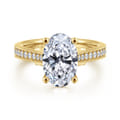 Favola - 14K Yellow Gold Oval Lotus Diamond Engagement Ring