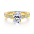 Favola - 14K Yellow Gold Oval Lotus Diamond Engagement Ring