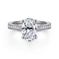 Favola - 14K White Gold Oval Lotus Diamond Engagement Ring