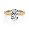 Favola - 14K Yellow Gold Oval Lotus Diamond Engagement Ring