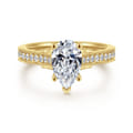 Favola - 14K Yellow Gold Pear Shape Lotus Diamond Engagement Ring