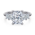 Emilie - 14K White Gold Five Stone Radiant Cut Diamond Engagement Ring