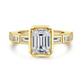 Delphe - 14K Yellow Gold Emerald Cut Diamond Engagement Ring