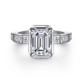 Delphe - 14K White Gold Emerald Cut Diamond Engagement Ring