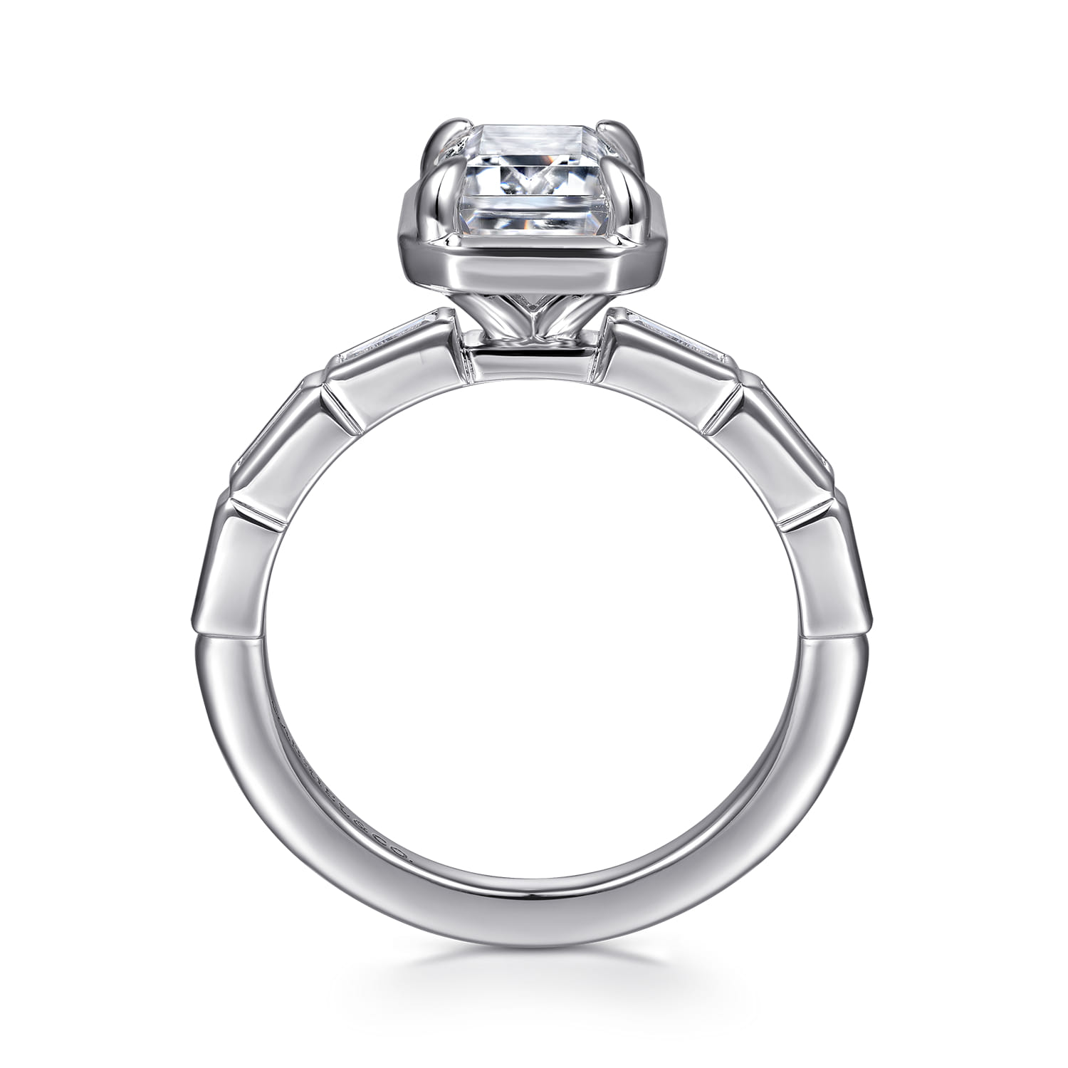 Emerald Diamond Engagement Ring in 14K White Gold, photograph 2