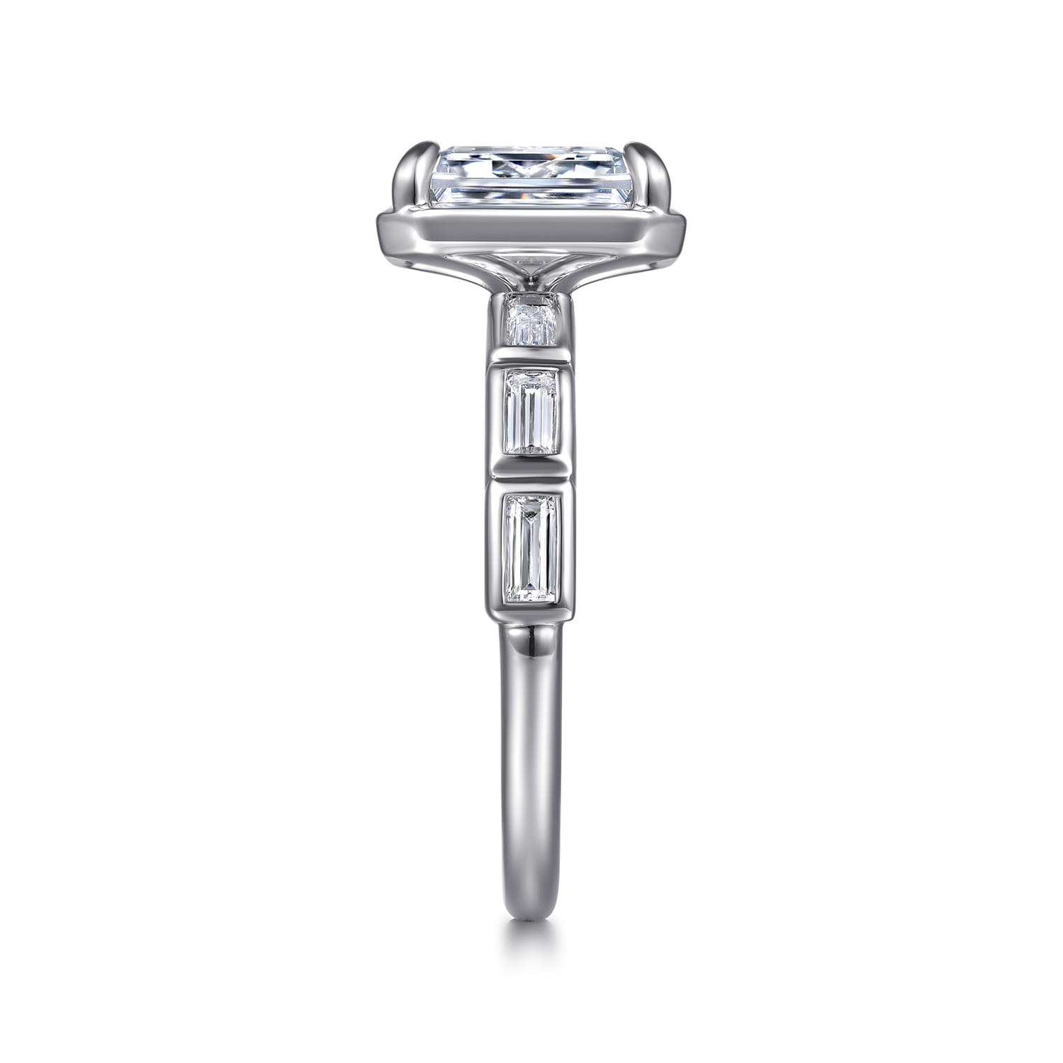 Emerald Diamond Engagement Ring in 14K White Gold, photograph 5