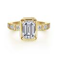 Delphe - 14K Yellow Gold Bezel Prong Emerald Cut Diamond Engagement Ring