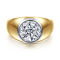Caya - 14K White-Yellow Gold Round Diamond Engagement Ring
