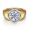 Caya - 14K White-Yellow Gold Round Diamond Engagement Ring