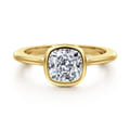Brooke - 14K Yellow Gold Cushion Cut Bezel Set Solitaire Diamond Engagement Ring