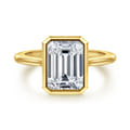 Brooke - 14K Yellow Gold Emerald Cut Bezel Set Solitaire Diamond Engagement Ring