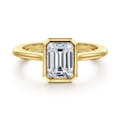 Brooke - 14K Yellow Gold Emerald Cut Bezel Set Solitaire Diamond Engagement Ring