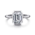 Brooke - 14K White Gold Emerald Cut Bezel Set Solitaire Diamond Engagement Ring