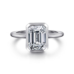 Brooke - 14K White Gold Emerald Cut Solitaire Diamond Engagement Ring