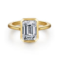 Brooke - 14K Yellow Gold Bezel Set Emerald Cut Solitaire Diamond Engagement Ring