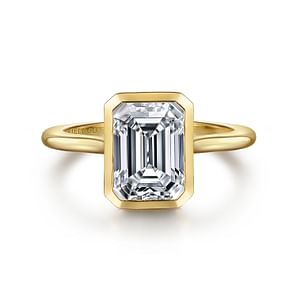 Brooke - 14K Yellow Gold Emerald Cut Bezel Set Solitaire Diamond Engagement Ring