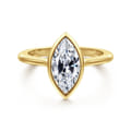 Brooke - 14K Yellow Gold Marquise Cut Bezel Set Solitaire Diamond Engagement Ring