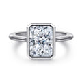 Brooke - 14K White Gold Radiant Cut Bezel Set Solitaire Diamond Engagement Ring