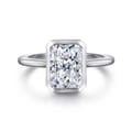 Brooke - 14K White Gold Radiant Cut Bezel Set Solitaire Diamond Engagement Ring