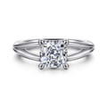 Annie - 14K White Gold Split Shank Cushion Cut Diamond Engagement Ring