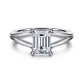 Annie - 14K White Gold Split Shank Emerald Cut Diamond Engagement Ring