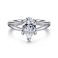 Annie - 14K White Gold Split Shank Pear Shape Diamond Engagement Ring